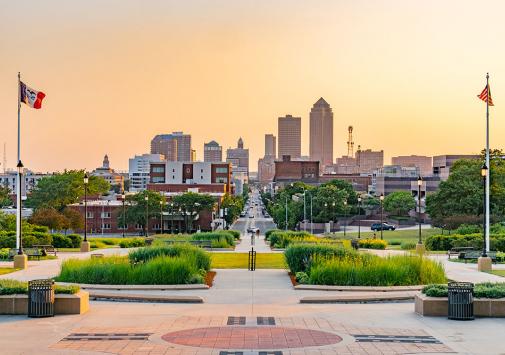 View of City in Cedarfalls on a beautiful sunset.